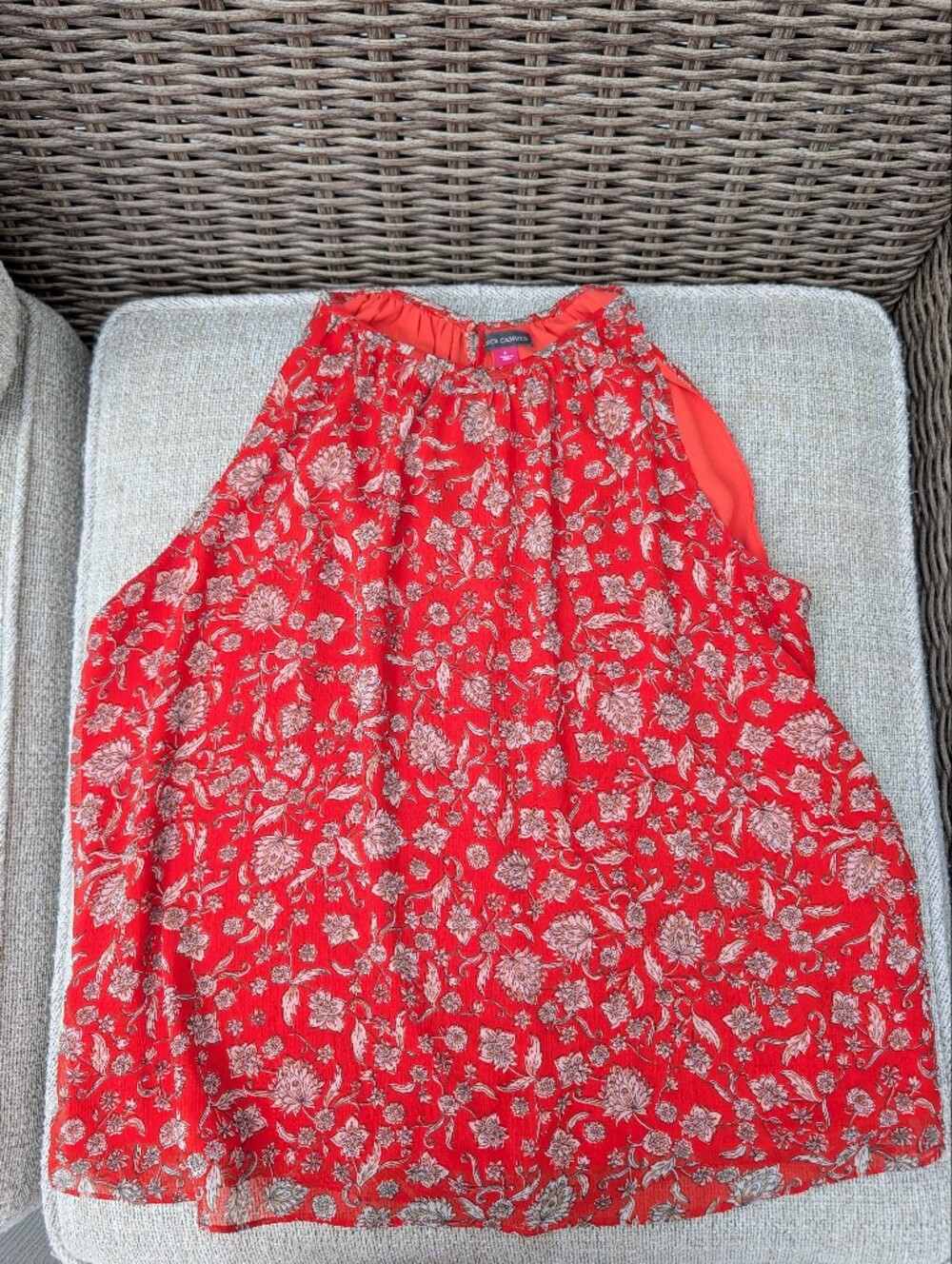 Vince Camuto Red Flower Print Sleeveless Top